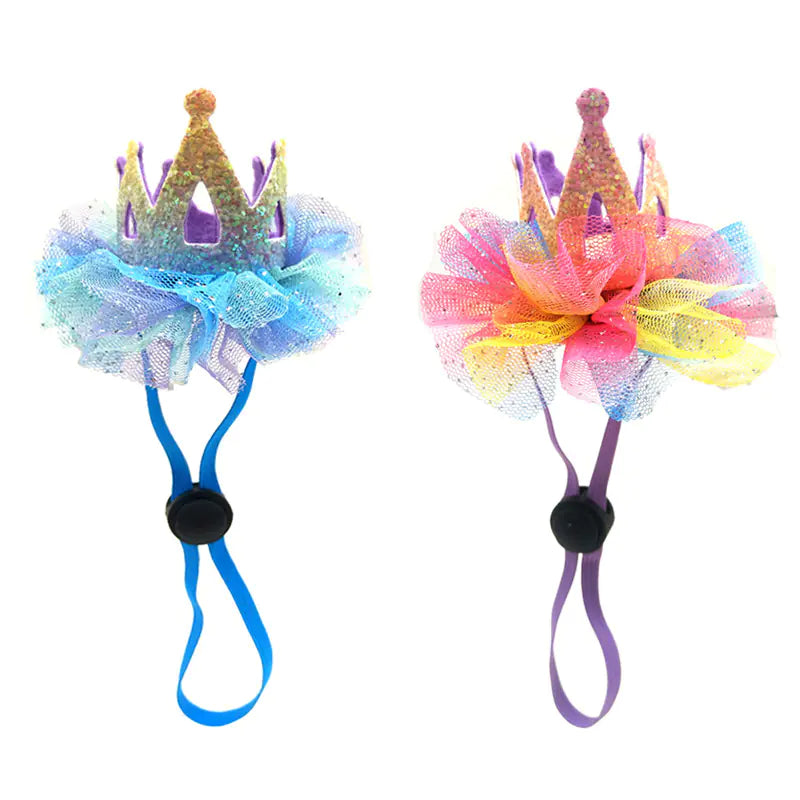 Pet Birthday Hat with Lace Crown for Dogs and Cats
