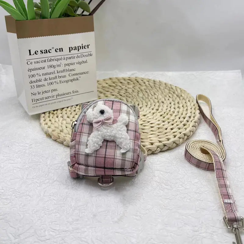 Pet Backpack with Teddy Bear and Traction Rope