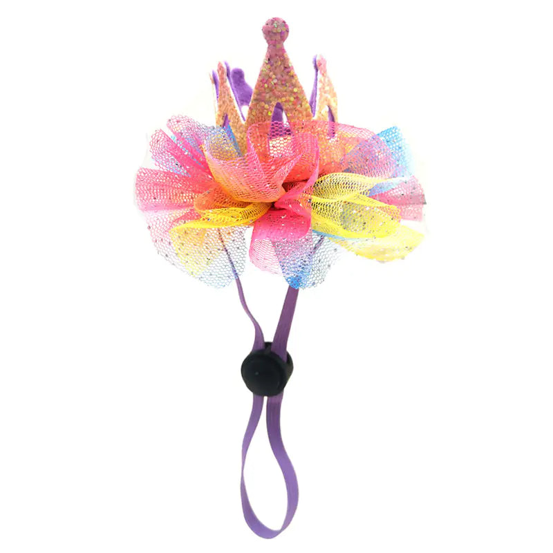 Pet Birthday Hat with Lace Crown for Dogs and Cats